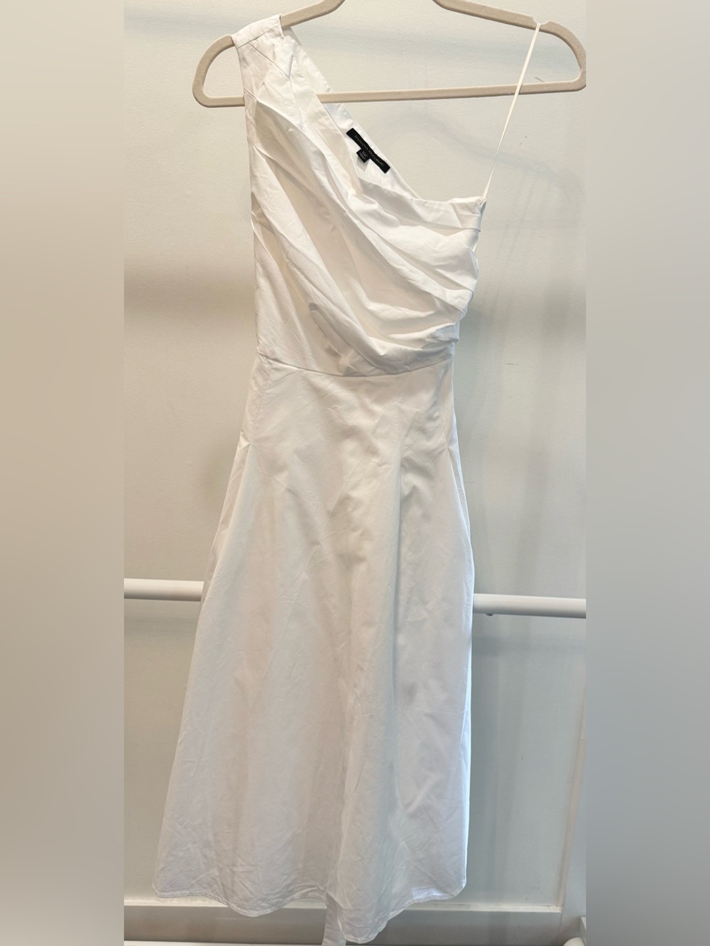 Banana Republic White One-Shoulder Poplin Dress